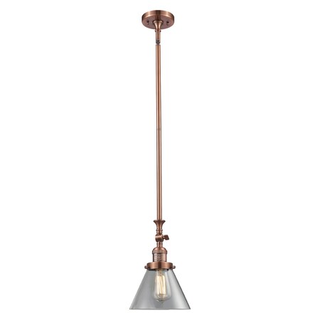 Large Cone Vintage Dimmable Led 8 Antique Copper Mini Pendant, Clear Glass